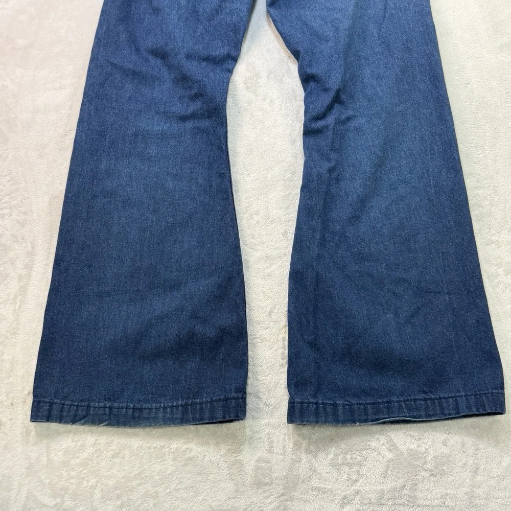 Vintage 70s Seafarer Bell Bottom Jeans 36x32 USA Made Navy Denim Sailor Talon 42